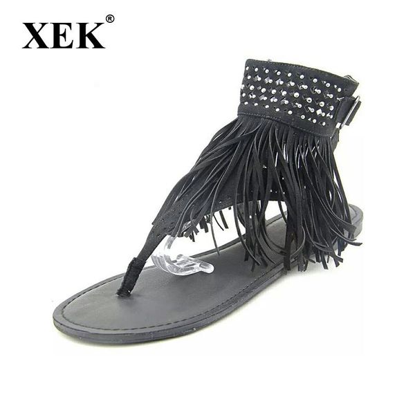 

women sandals crystal tassel summer flat woman flip flops vintage european shoes beach sandalia st247, Black