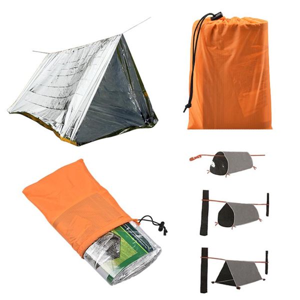 

outdoor pads emergency tube tent first-aid thermal survival insulatioin aluminum film sleeping bag shelter for cam