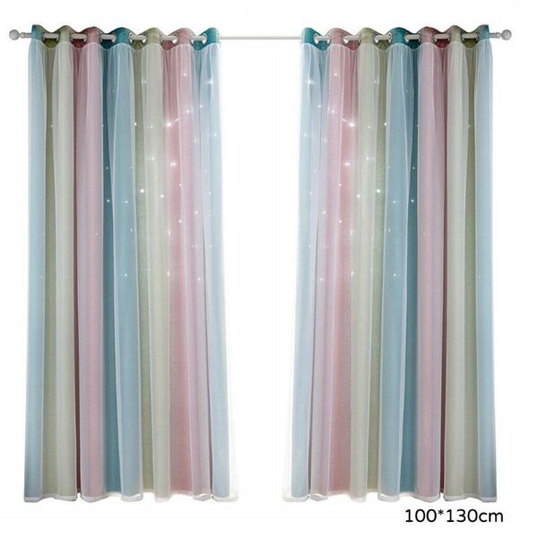 

curtain & drapes preliminary hollow star double layer full blackout bedroom living room simple heat insulation sun shade accessories