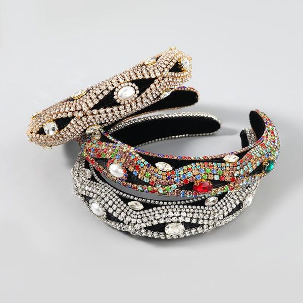 

hair clips & barrettes fashion gold velvet imitation pearl rhinestone wide-sided sponge headband female retro accessories, Golden;silver