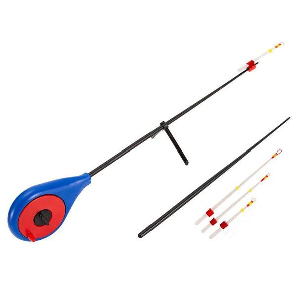 

portable durable winter ice fishing rod blue flag tip-up hand-compact pole outdoor tackle equipment boat rods