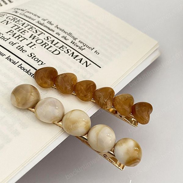 

2pc/set fashion retro korean style simplicity hair clip hairpins for women girls acrylic temperament hair accessories headwear, Slivery;white