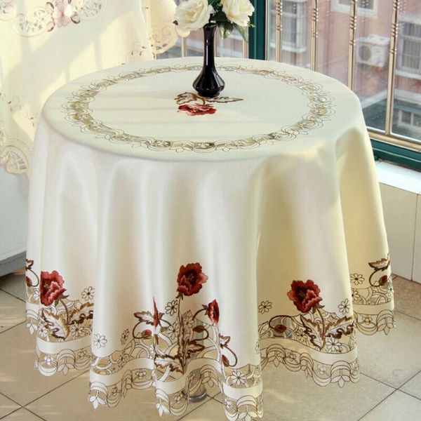 

table cloth rural embroidered tablecloth floral lace round cover dining banquet decor