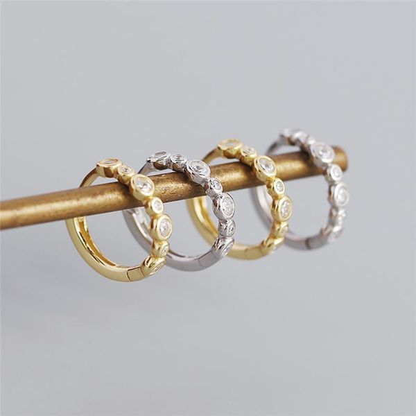 

hoop & huggie canner irregular round crystals earrings for women 925 sterling silver hoops pendiente plata wedding xmas gift jewelry, Golden;silver