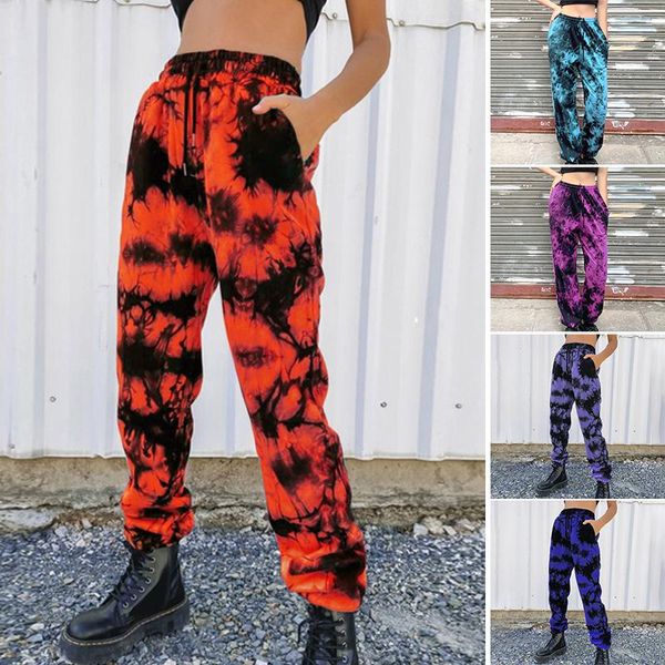 

women tie-dye sweatpants loose drawstring pants high waist baggy joggers trousers women's & capris, Black;white