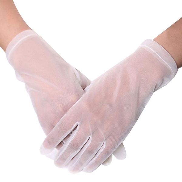 

five fingers gloves tulle for women mesh short lace ornament cute elegant full finger wedding dinner cosplay party props axyd, Blue;gray