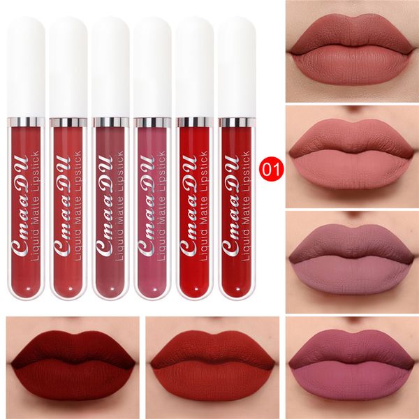 CMAADU 6 PCS Matte Líquido Labelo Batom Beautiful Maquiagem LipGloss Não-Stick Cup Batons MAQUILLJE Set 6ZZZCC