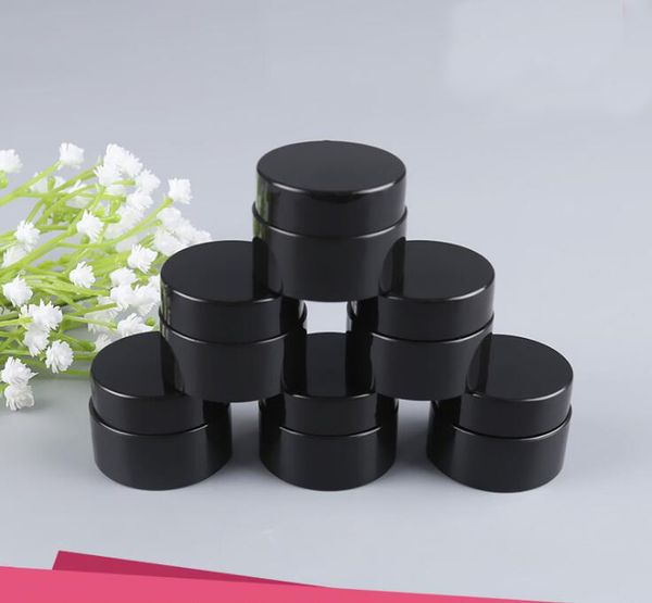 Commercio all'ingrosso 1000pcs / lot 5g Black Plastic Jar Eye Cream Bottle Cosmetic Make Up Jars Resistente ai raggi UV