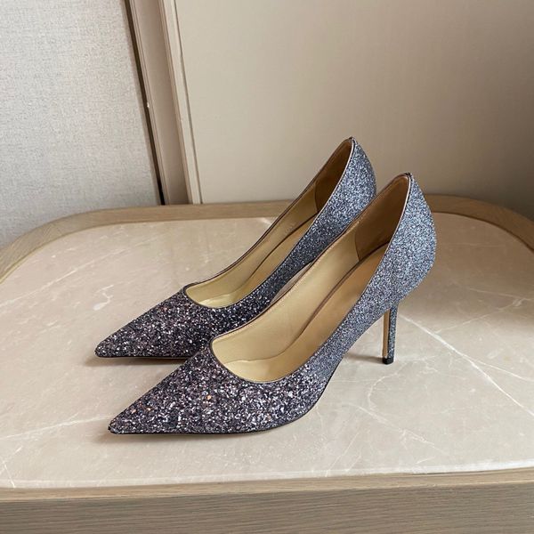 

love dark grey glitter pumps bridal shoes stiletto heels women slip on flats luxury designers dress shoe evening party wedding heeled factor, Black