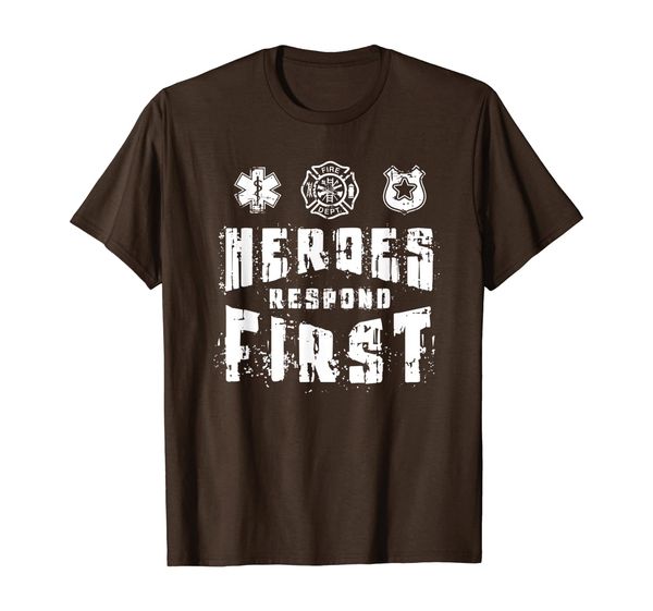 

heroes respond first police emt firefighter support tee gift, White;black
