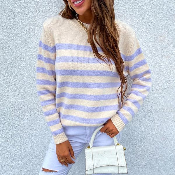 

women's sweaters 2021 women striped patchwork pullover sweater coats autumn winter long sleeve knitwear wdc9162, White;black