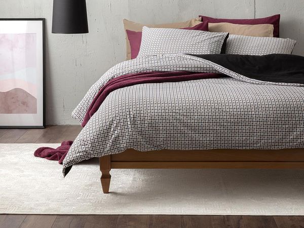 

english home pied de poule cotton double duvet cover set 200x220 cm black-beige bedding sets