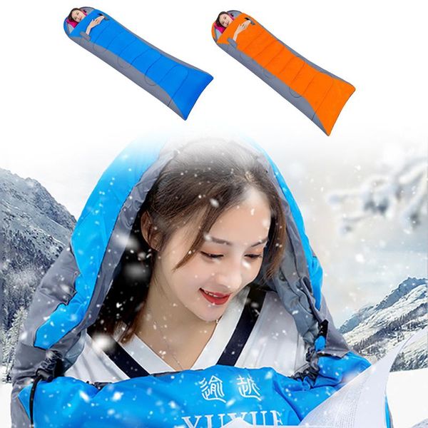 

sleeping bags thicken autumn winter color match bag reach out 4 season warm envelope backpacking hooded outdoor camping