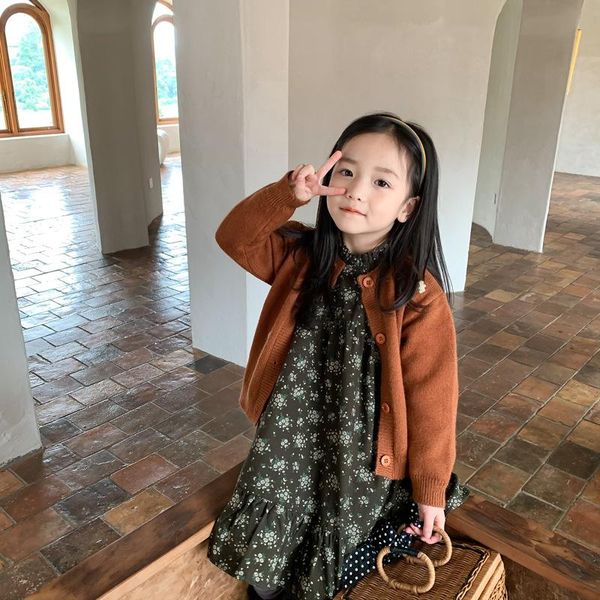 

girl's dresses dress full sleeve knee length pullover a-line print regular cotton fashion simple sweet spring autumn children girls, Red;yellow