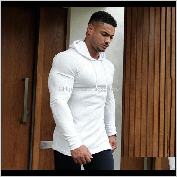 

mens clothing apparel drop delivery 2021 spring fashion hooded casual turtleneck sweaters slim fit sports pullover men sweater gym knitwear, White;black