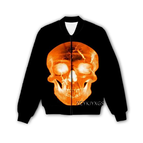 

men's jackets xinchenyuan men/women fire skull 3d printed jacket fashion streetwear men loose sporting & coat m52, Black;brown