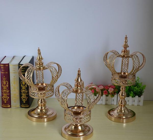 

candle holders 10pcs metal holder candlestick table home decoration gold crown shape candelabra fashion wedding stand sn3930