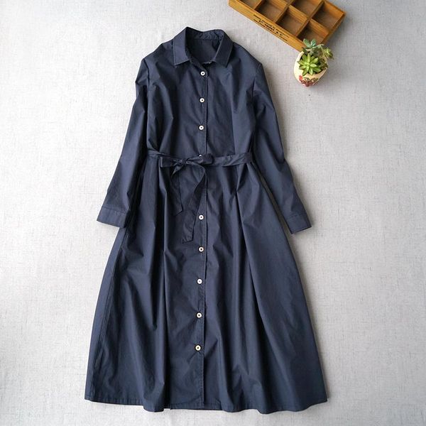 

casual dresses spring autumn arrivals women brief all-match loose plus size comfortable high density cotton shirt w/h belt 3 colors, Black;gray