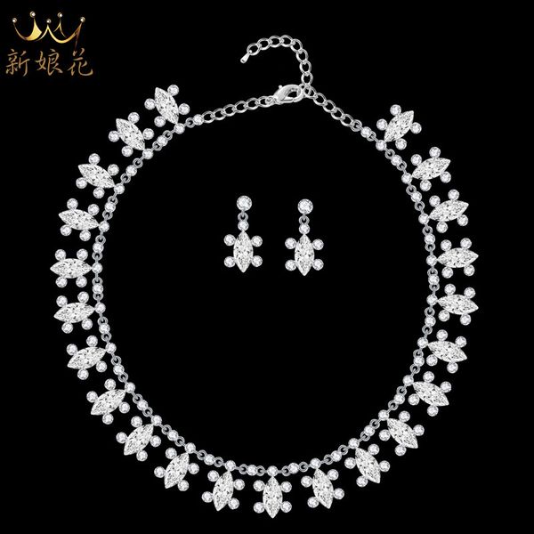 

jewelry set korean alloy rhinestone bridal crown chain selling hair accessories bridal wedding dress, Slivery;golden
