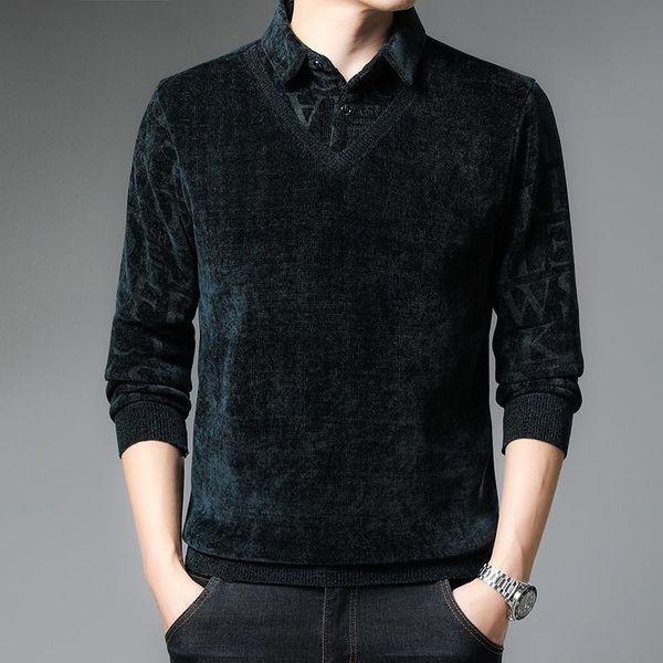 

men's sweaters brand fashion fake two winter sweater men thick warm vintage knitted pullover long sleeve casual pull homme y430, White;black