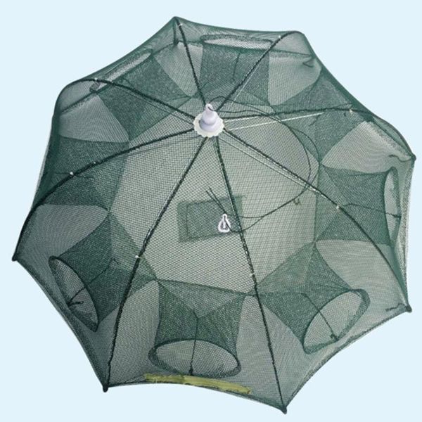 

fishing accessories foldable portable hexagon 4/6/8 holes automatic shrimp trap net fish minnow crab baits cast mesh