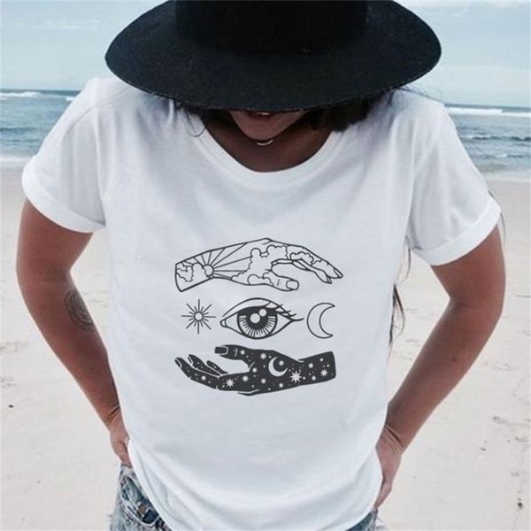 

eyes hand latina print women t shirt casual funny gift for lady yong girl op ee gothic ees female shirt 210512, White