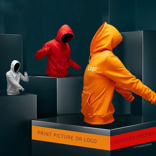 

men's hoodies & sweatshirts 2021 winter couples men casual street wear solid color custom printed your own design picture logo cotton, Black