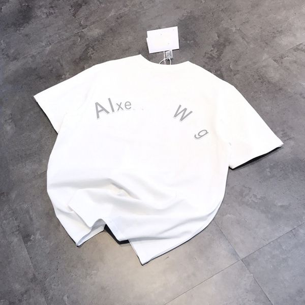 

high version 21ss college style summer big wang front and rear laser emitting concave convex letters couple t-shirt short sleeve 07128, White