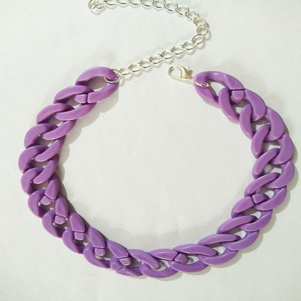 

chains fashion acrylic thick necklace for women men bohemian plastic long choker collar pendant statement jewelry gifts, Silver