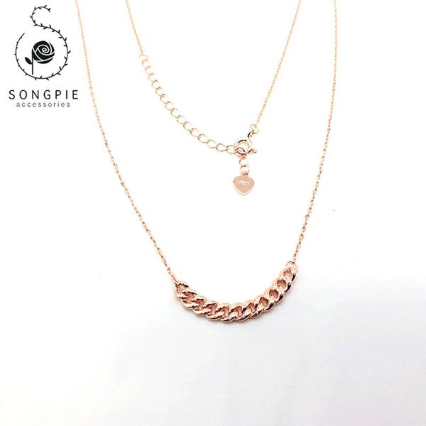 

chains 925 sterling silver necklace rope gold plated girls' fashion jewelry