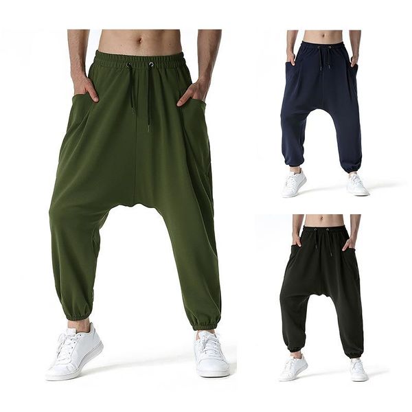 

men's jogging pants sports solid color trousers loose belly dance yoga harem casual fashionable 2101, Black