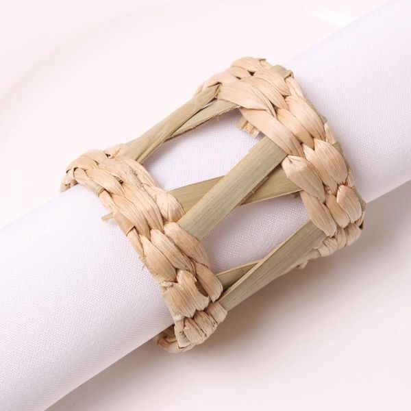 

napkin rings 12 pcs/lot waxed rattan ring rope woven towel buckle holder wedding events party kitchen table decoration