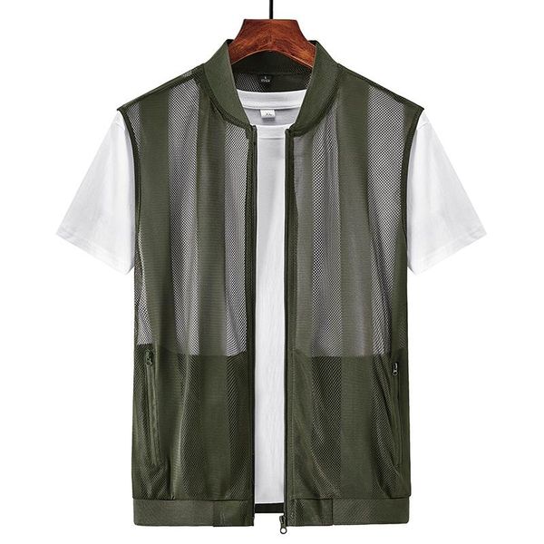 

men's vests large size mesh quick-drying male with pockets mens breathable pographer tactical fishing vest work sleeveless jacket, Black;white