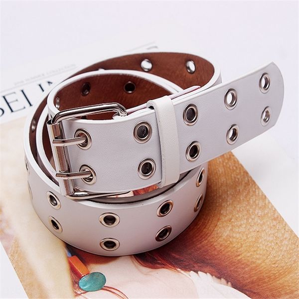 

oeuc leisure simple women's leisure simple decoration fdecorative fashion women's double row belts hollow out steam eye belt, Black;brown