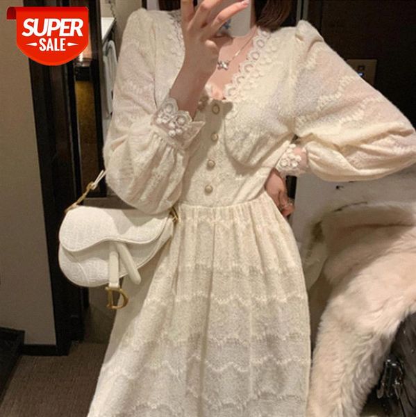 

[fuxian skirt] the fluffy lace fabric is a beautiful dress for women in winter #wj9k, White;black