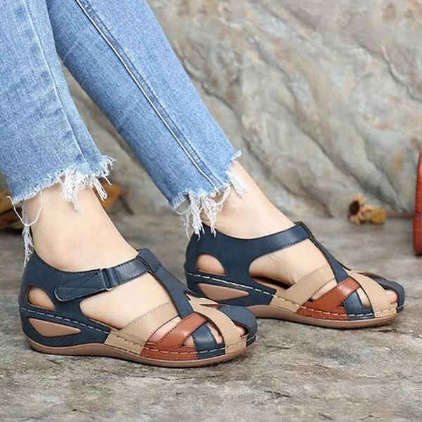 

sandals fashion women on round female slippers casual comfortable outdoor sunmmer plus size shoes, Black
