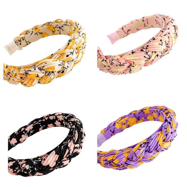 

hair accessories 68ua wide hoop vintage twist braid bands pleated headwear floral braided headband party for girls, Slivery;white
