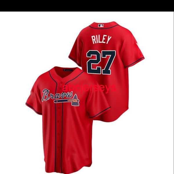 

men women kids austin riley red 2021 jersey embroidery baseball jerseys xs-5xl 6xl, Black