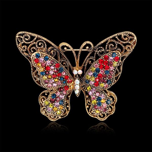

pins, brooches butterfly brooch for women rhinestone fashion bijouterie wedding jewelry enamel flying insect pin banquet gifts, Gray