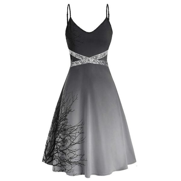 

casual dresses women dress women's plus size halloween sequins print sleeveless camisole mini evening party qd4z, Black;gray
