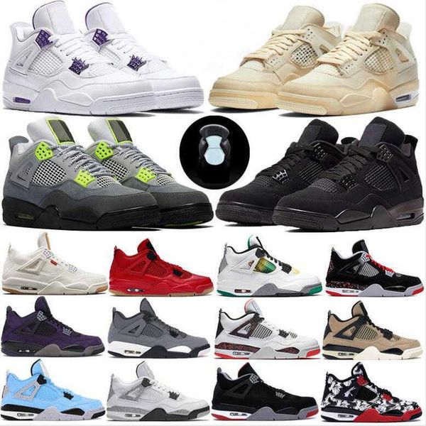 

high men jumpman 4 4s basketball shoes black cat 2020 athletic sneakers white xsail black rush violet metallic purple se neon trainers