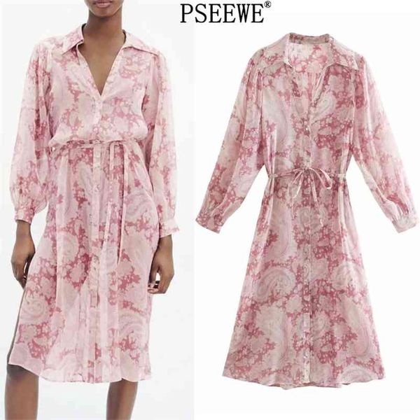

blouse woman pink paisley print oversized long shirt women sleeve summer fashion belt vintage 210519, White