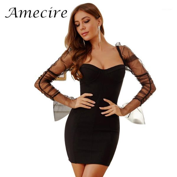 

casual dresses amecire green black mini dress women long sleeve ladies retro bodycon party elegant daily outfits vestidos, Black;gray
