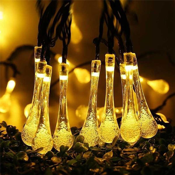 

strings lighting 480cm 20 led solar power raindrop string fairy light for christmas party decor water droplets holiday