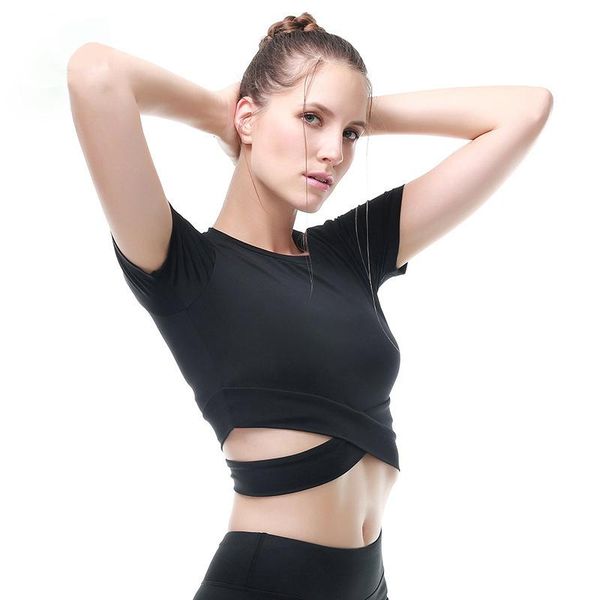

yoga outfits women shirts sports style fitness crop solid running shirt sport gym clothes tank sportswear, White;red