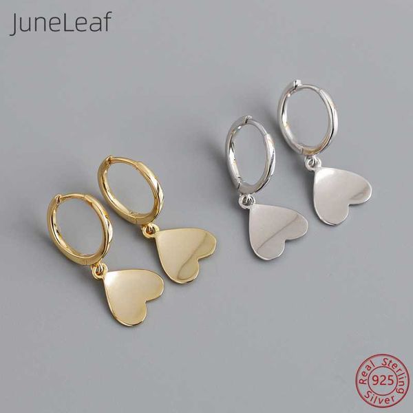 

juneleaf genuine 100% 925 sterling silver minimalist glossy love heart tassel stud earrings for fashion women bohemia jewelry, Golden;silver