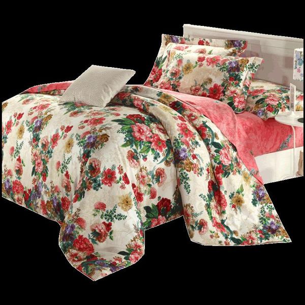 

bedding sets floral design 100% cotton thickened brushed set bed sheet soft warm duvet cover pillowcase king  4 pcs