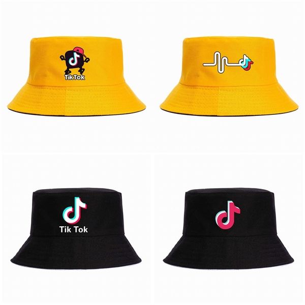 

fisherman hats sports casual sun outdoor hat kids fashion summer caps tiktok print tik tok double sided baby girls beach travel casual cap g, Yellow