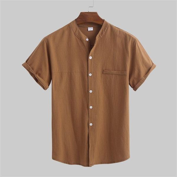 

mens linen blouse short sleeve baggy buttons summer solid comfortable pure cotton and casual loose holiday shirts tee men's, White;black