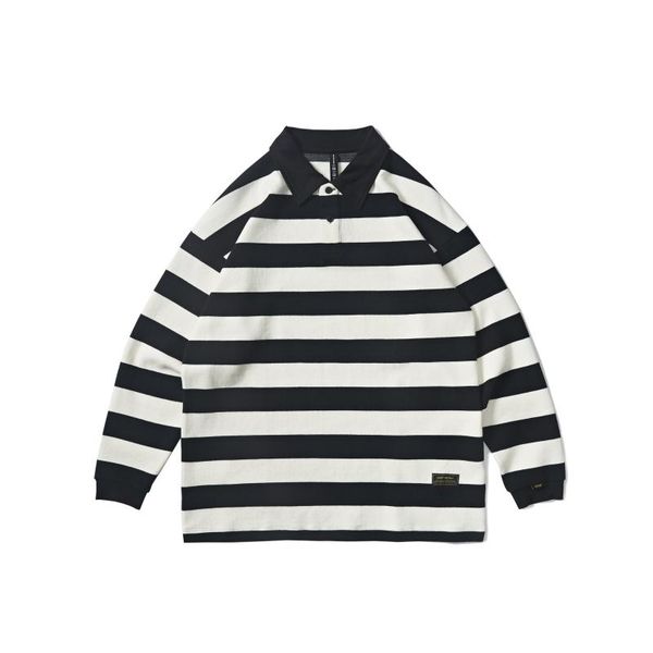 

men's hoodies & sweatshirts fashion spring autumn trendy casual loose lapel striped sweater for men, Black